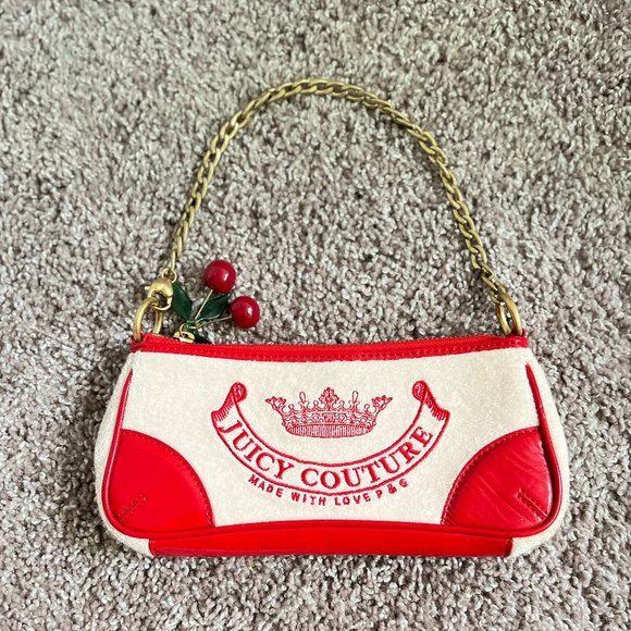 SOLD 🚫 Juicy Couture: White Cherry Baguette Bag - Picture 1 of 8